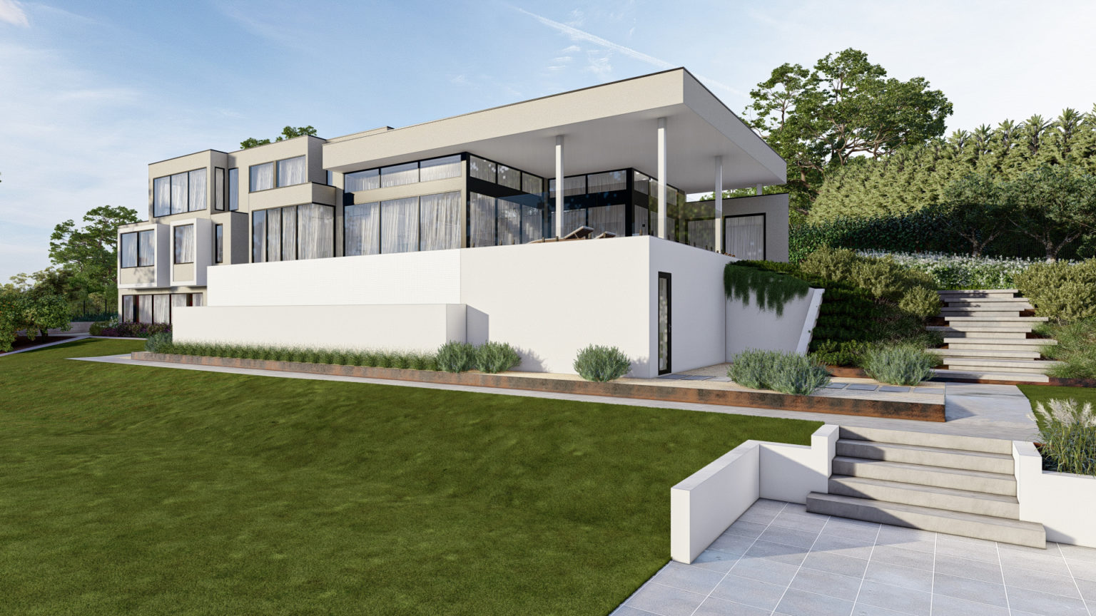 Landscaping on a steep block