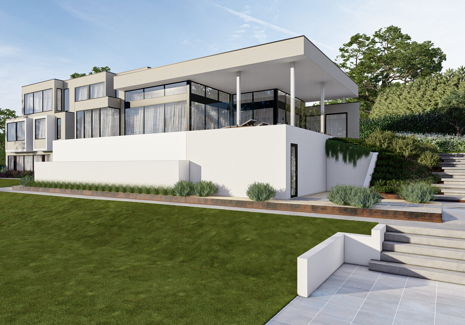 Landscaping on a steep block