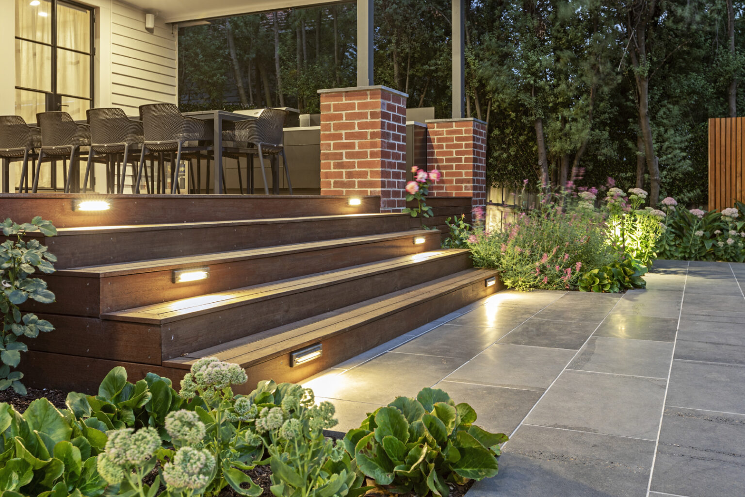 Modern garden lighting in Kew