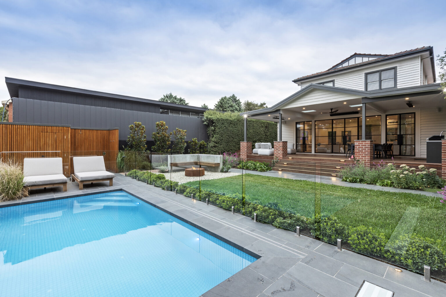 Landscape design with pool